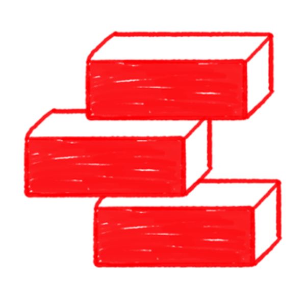 Red and white blocks illustration.