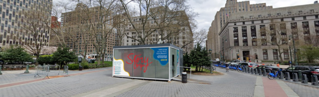 The StoryCorps StoryBooth located in Foley Square.